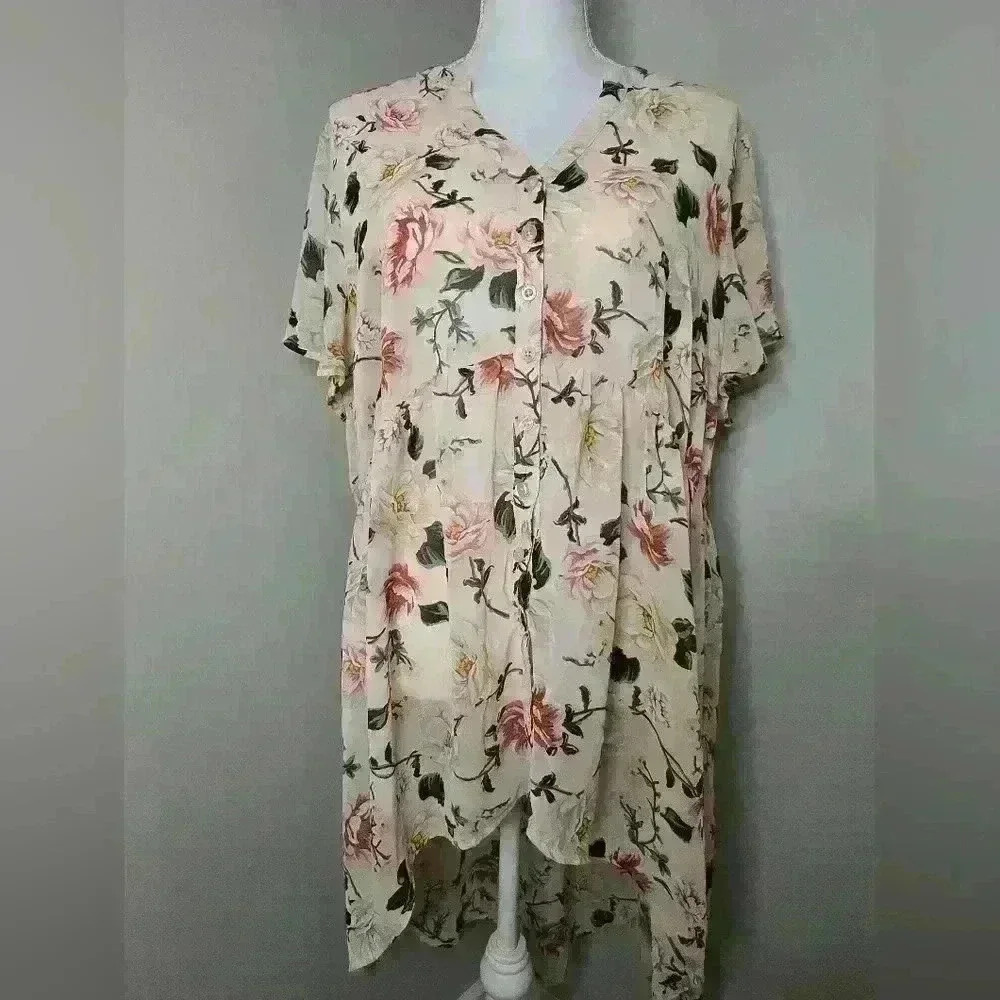 Torrid Blush Floral Babydoll Tunic 0X
